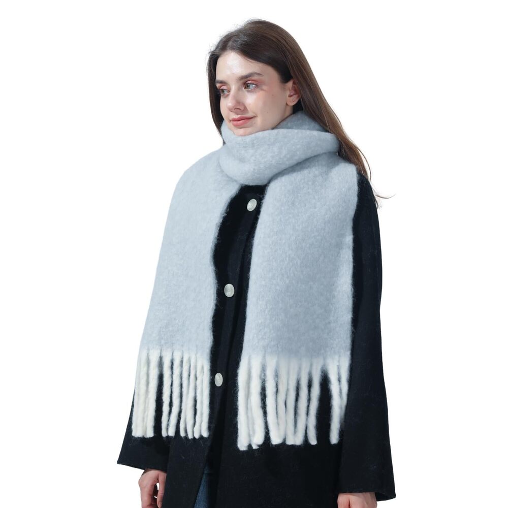 Womens Scarf Winter Solid Wool Blend Blanket Long… - image 5